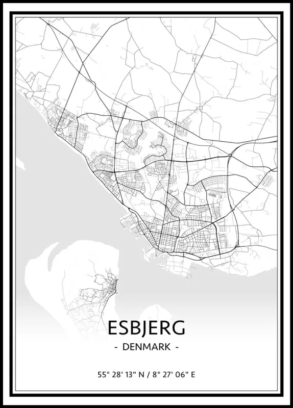 Kostenloser Versand Map of Esbjerg Poster nr.1