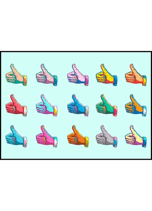 Nur Heute Colorful Thumbs Up Illustration Poster
