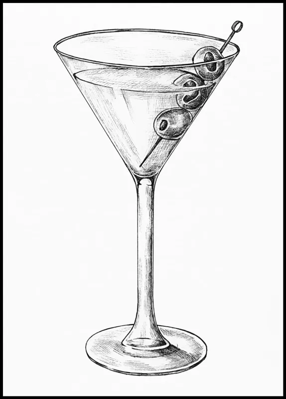 Jetzt Kaufen Hand Drawn Glass of Martini Cocktail Poster