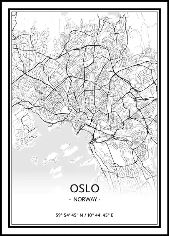 Schneller Versand Map of Oslo Poster nr.1