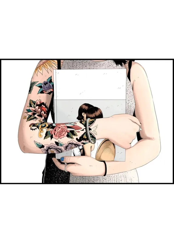 Tattoo Arms Holding In A Picture Illustration Poster Geprüft