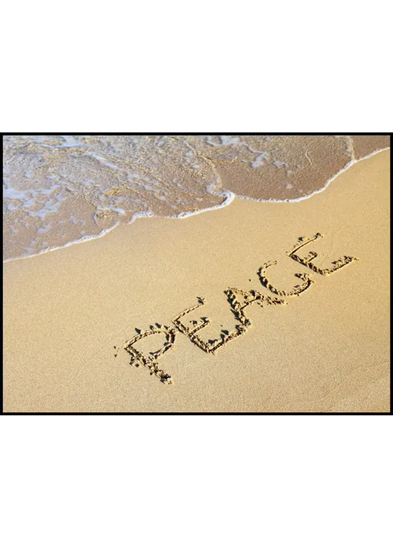 Peace Text In Sand Poster Preis Gesenkt