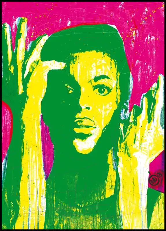 Solange Der Vorrat Reicht Prince Green and Pink Poster by Didier Chastan