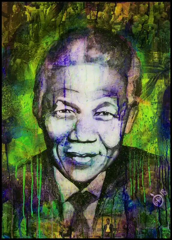 Letzte Chance Nelson Mandela Green Poster by Didier Chastan