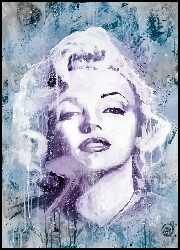 Kracherpreis Maryline Monroe Blue and Purple Poster by Didier Chastan