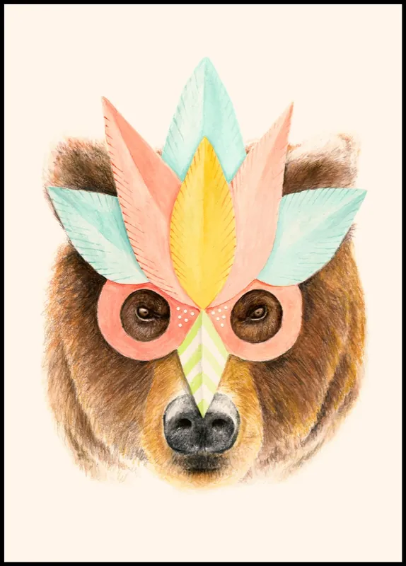 Bear Paper Mask Poster by Florent Bodart Preisreduziert