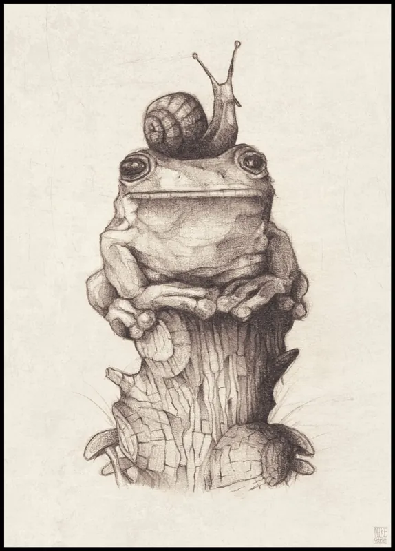 Frog and Snail Poster by Mike Koubou Garantierte Lieferung