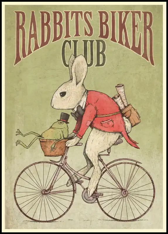 Online Kaufen Rabbits Biker Club Poster by Mike Koubou