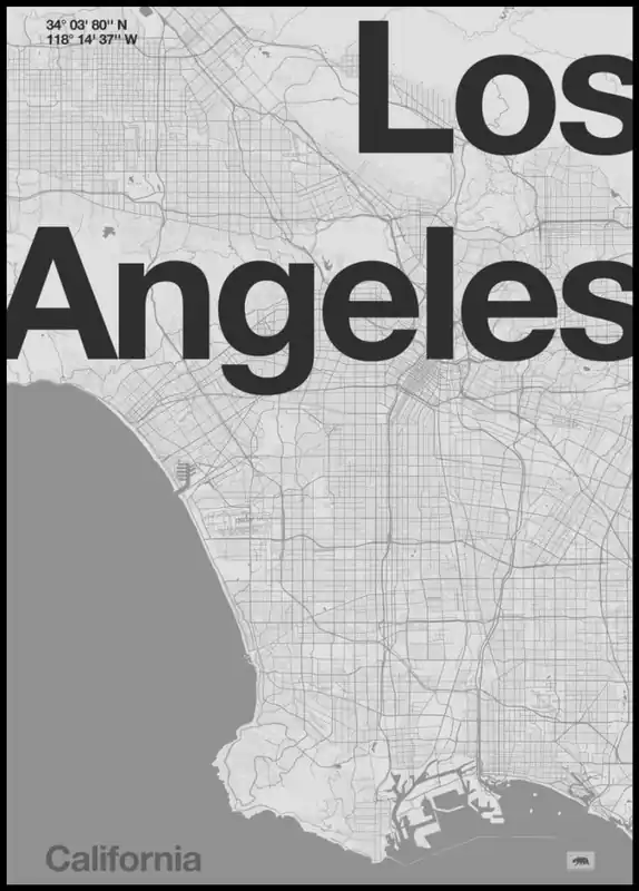 Abverkauf LA Minimal Map Poster by Florent Bodart