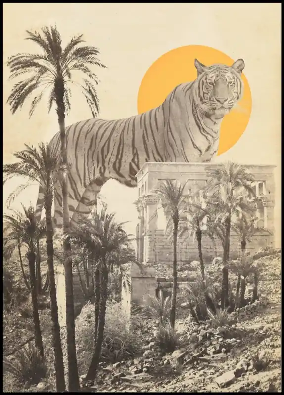 Neue Ware Giant Tiger in Ruins Poster by Florent Bodart