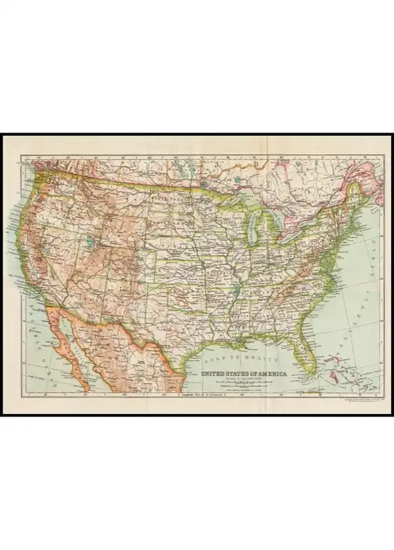 Antique Map of USA Poster Zertifiziert