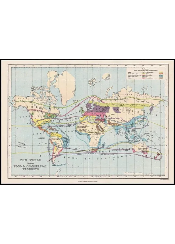 Antique Map of Food and Commercial Products Poster Top-Preis