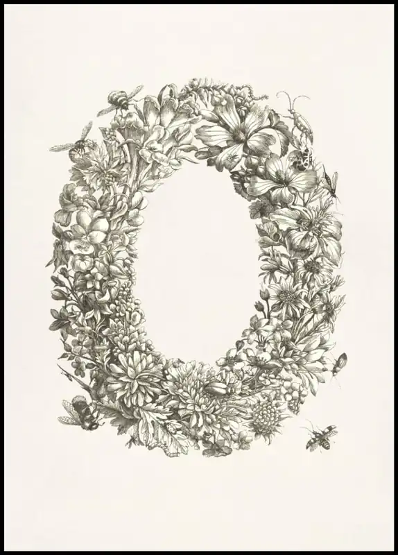 Schneller Versand Flowers and Bees Wreath Poster