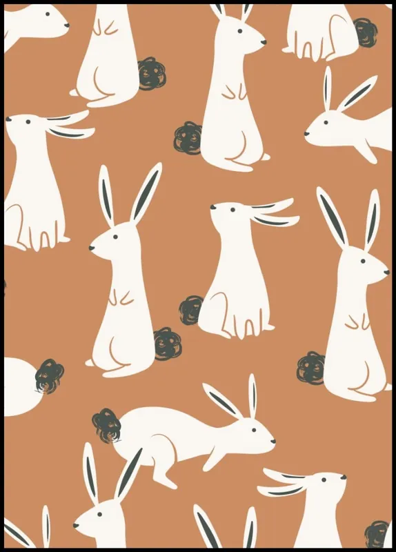 Orange Rabbits Pattern Poster Gratis Versand