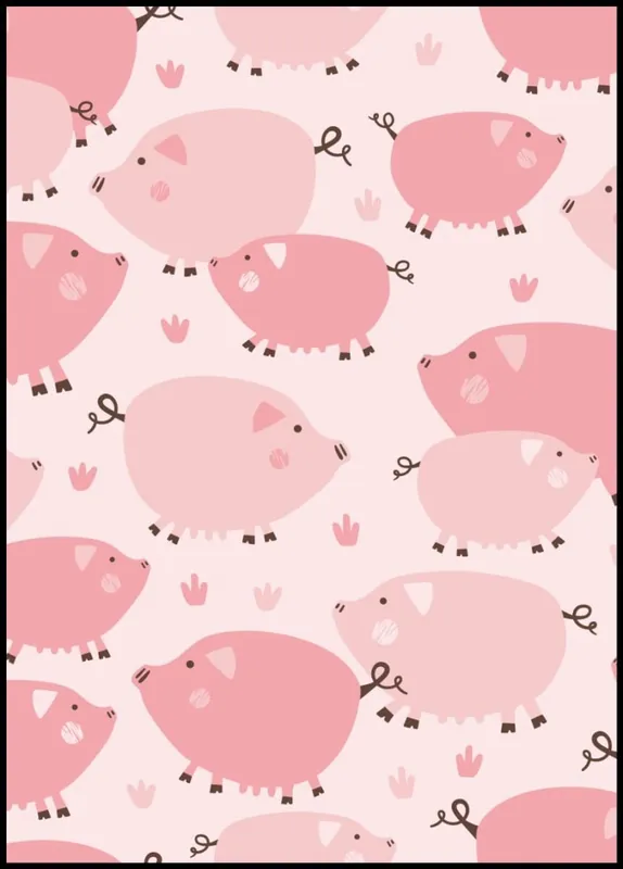 Markenware Pink Pigs Pattern Poster