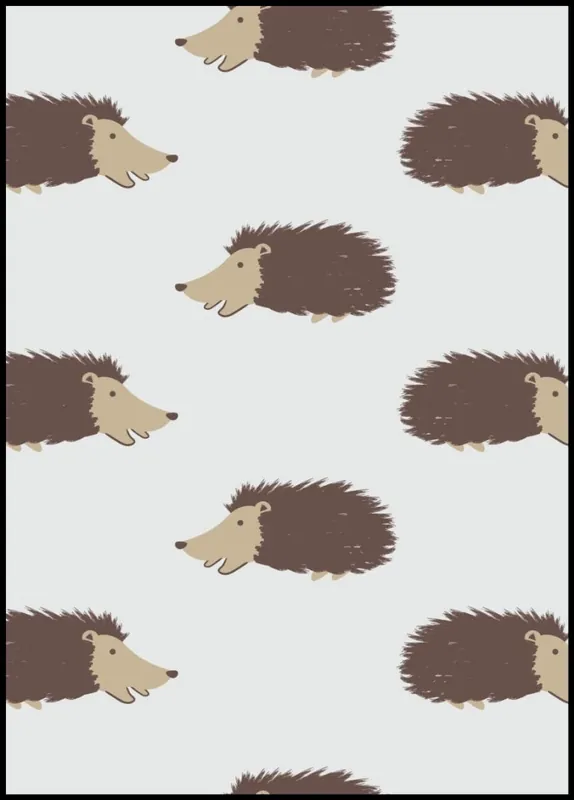 Light Gray Hedgehogs Pattern Poster Sichere Zahlung