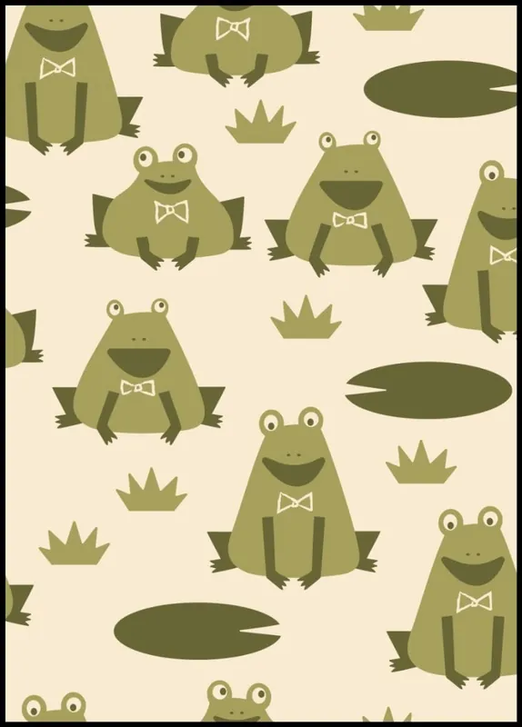 Beige Frogs Pattern Poster Sonderaktion