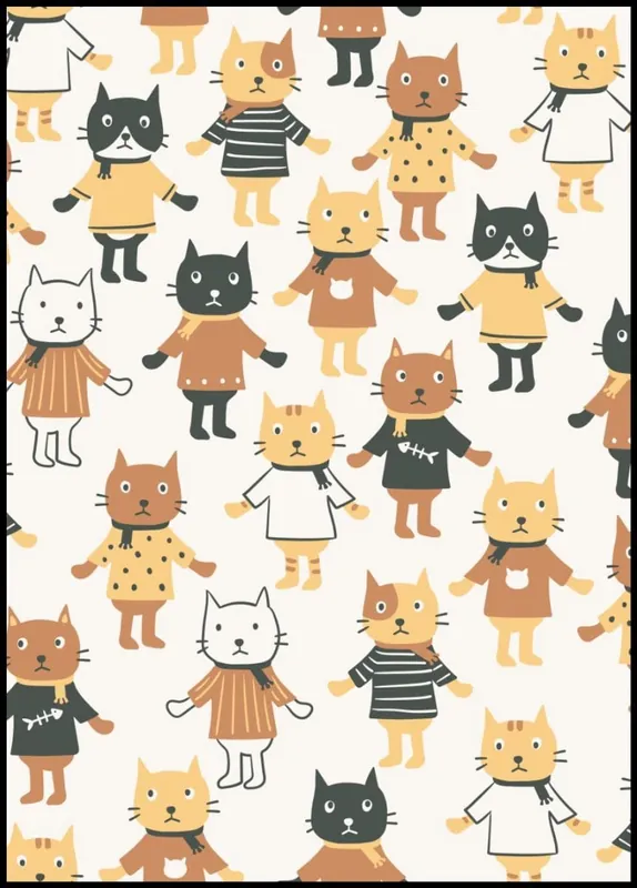Light Gray Cats Pattern Poster Highlight