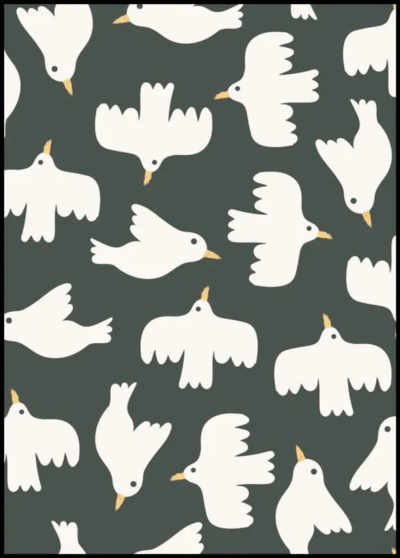Direktkauf Dark Green Birds Pattern Poster