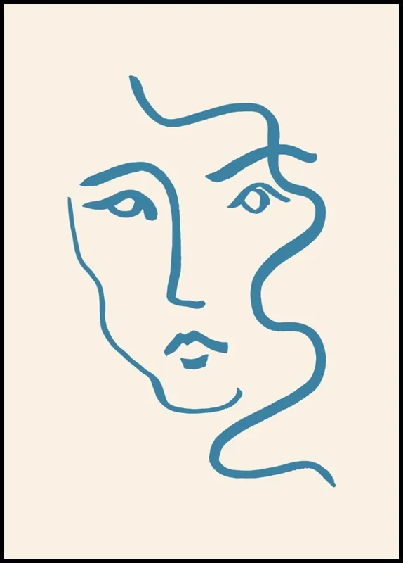 Blue Abstract Portrait Poster Aktuell