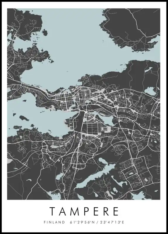 Gratis Versand Map of Tampere Poster nr.2