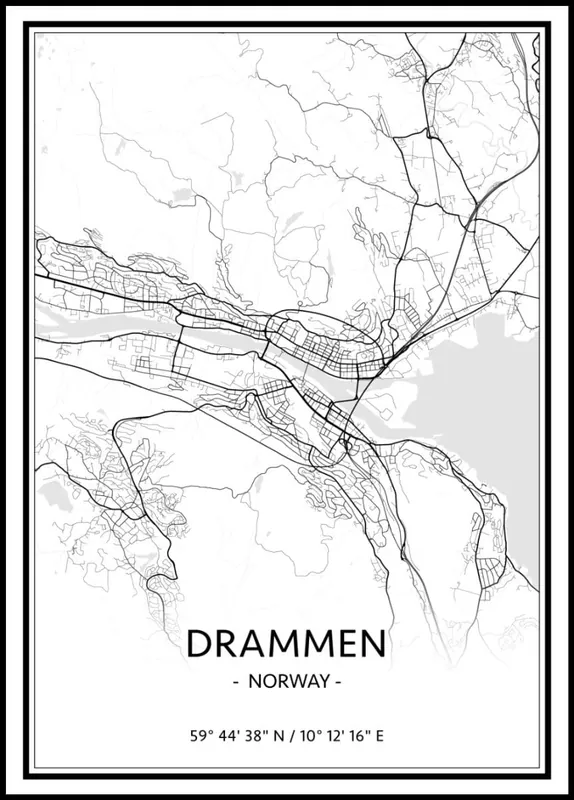Nur Für Kurze Zeit Map of Drammen Poster nr.1