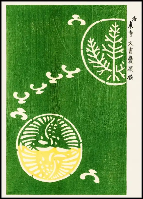 Green Japanese Vintage Poster Gratis Versand