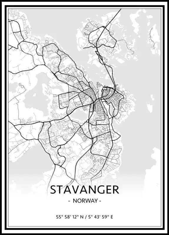 Map of Stavanger Poster nr.1 Zertifiziert