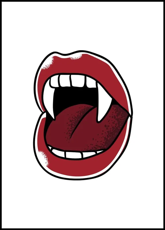 Schneller Versand Vampire Fangs Illustration Poster