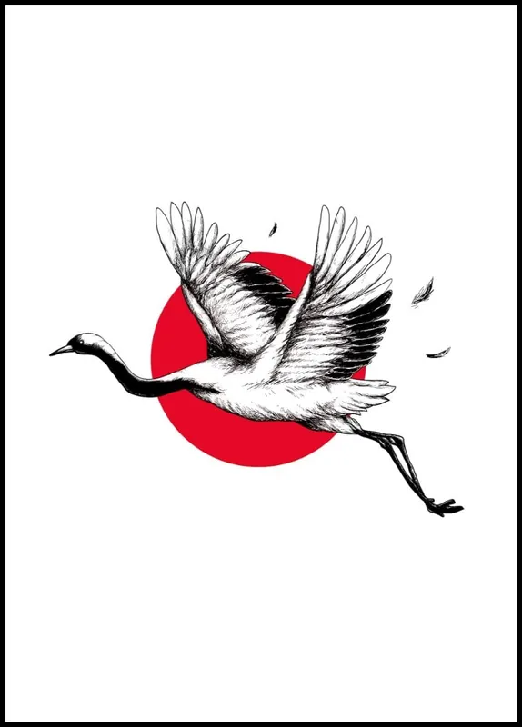 Markenprodukt Japanese Crane Illustration Poster no.1