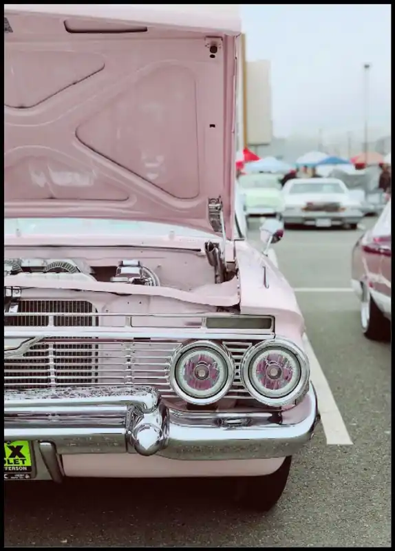 Markenware Classic White And Pink Car Poster