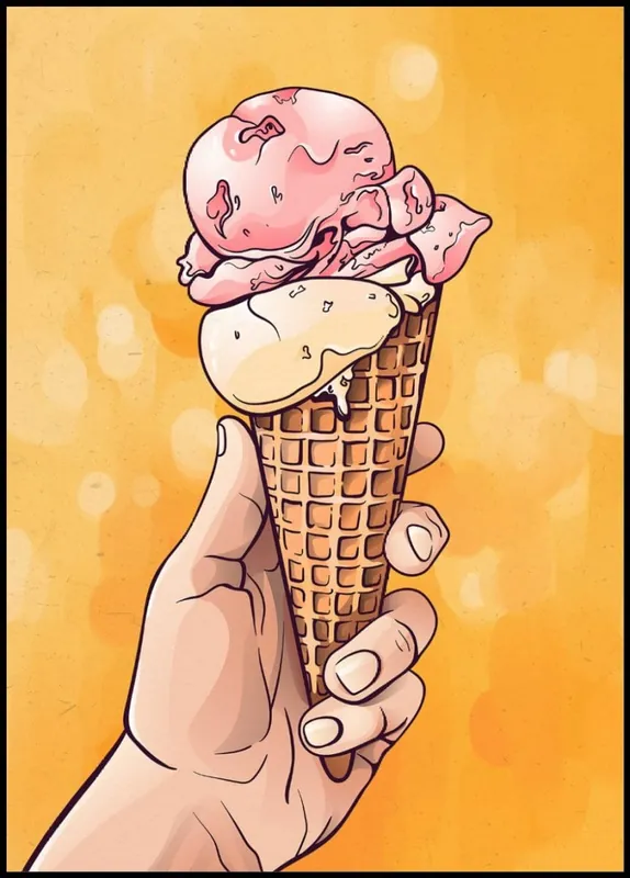 Günstig Hand With An Ice Cream Illustration Poster