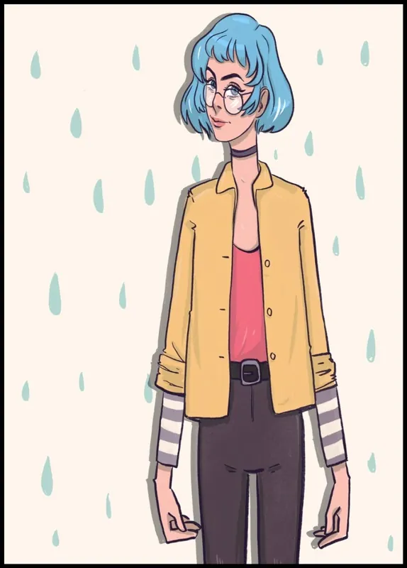Expressversand Girl With Blue Hair Illustration Poster