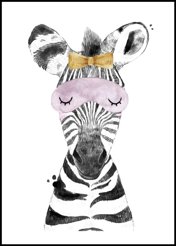 Top-Seller Cute Baby Zebra With Bow Tie Painting Poster