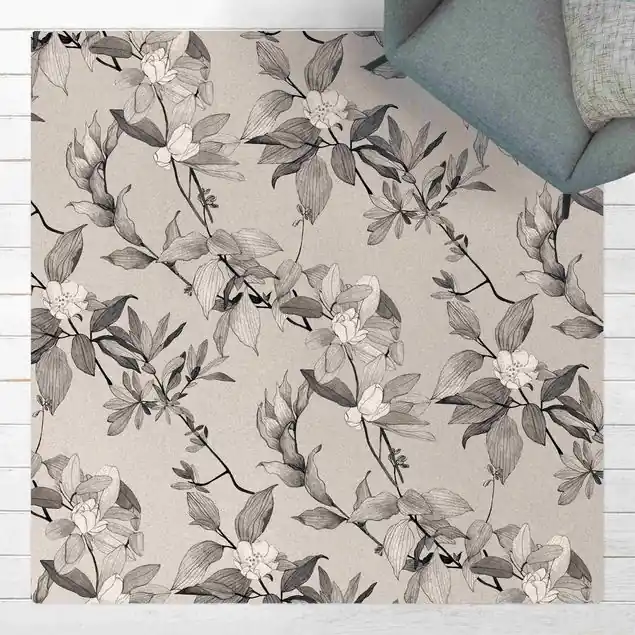 Gratis Versand Romantisches Blütenaquarell Natur Grau
