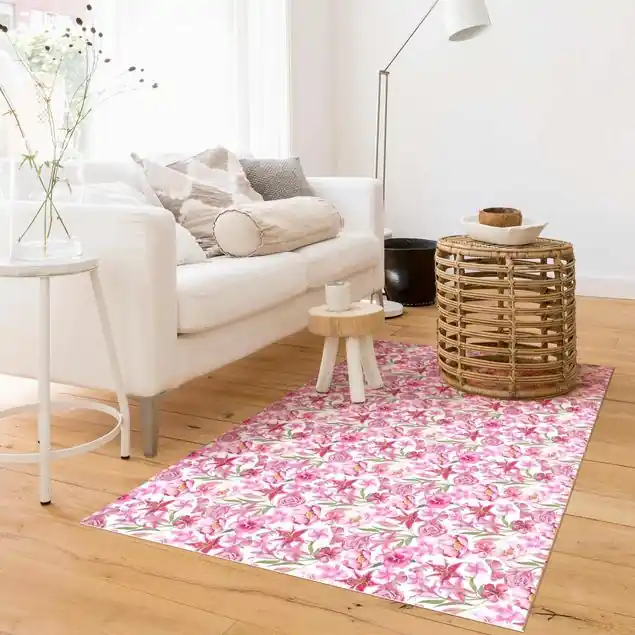 Pinke Blumen mit Schmetterlingen Super-Preis