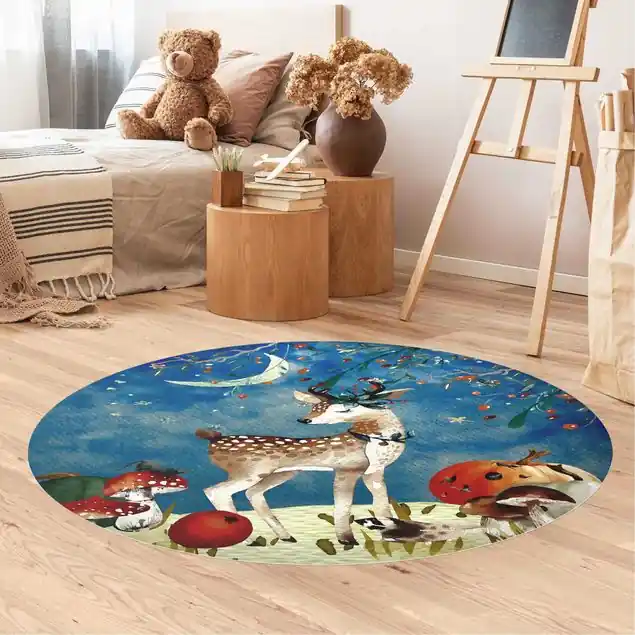 Zertifiziert Aquarell Reh im Mondschein