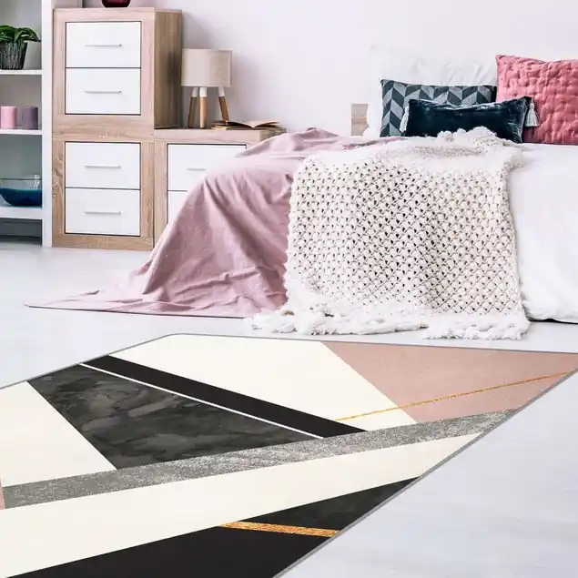 Schwarz Weiß Geometrie mit Gold Kostenfreie Lieferung
