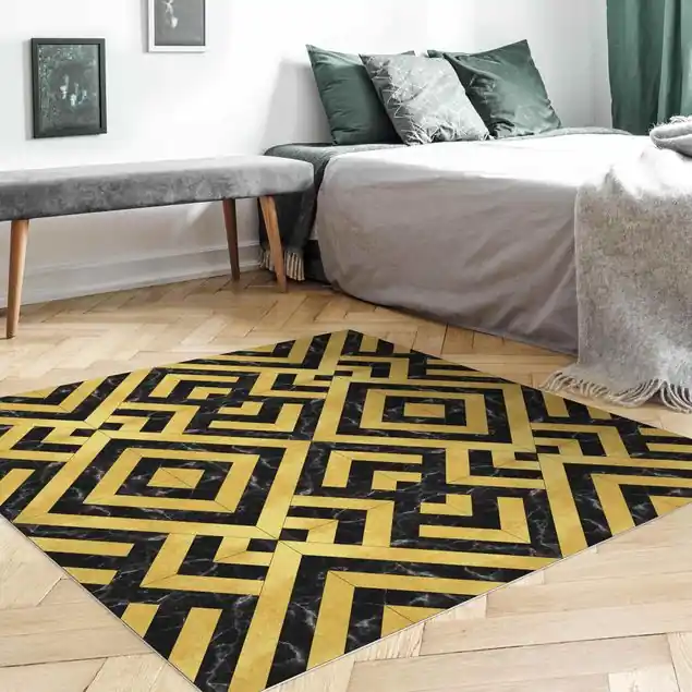 Geometrischer Fliesenmix Art Deco Gold Schwarzer Marmor Sale