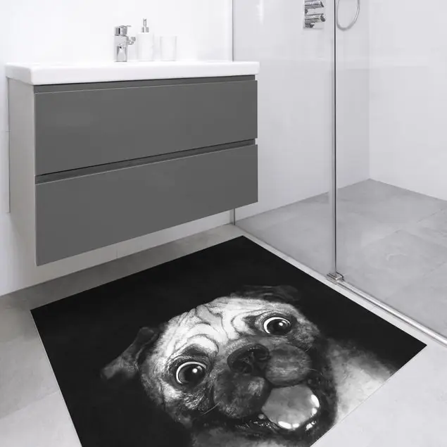 Illustration Hund Mops Malerei auf Schwarz Weiß Top-Angebot
