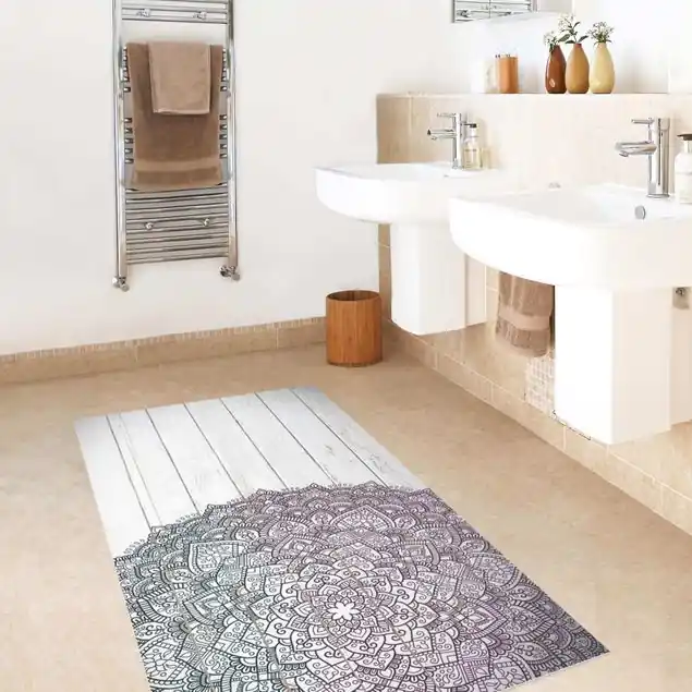 Abverkauf Mandala Lotusblüte Holzoptik weiß