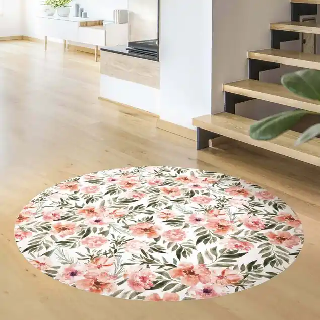 Rabatt Aquarell Rosa Blüten vor Weiß