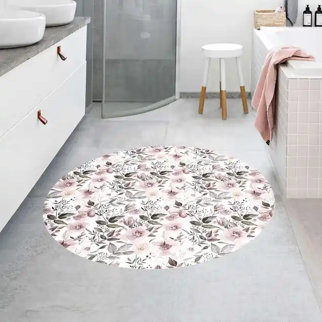Graue Blätter mit Aquarell Blumen Sale