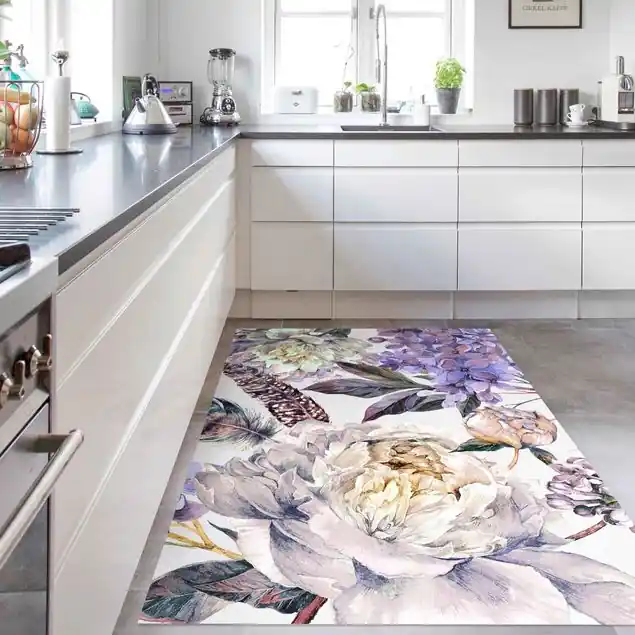 Zartes Aquarell Boho Blüten und Federn Muster Aktuell
