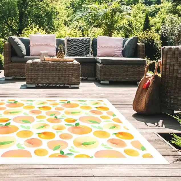 Solange Der Vorrat Reicht Aquarell Orangen mit Blättern in weißem Rahmen