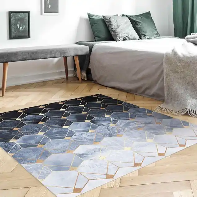 Blaue Geometrie goldenes Art Deco Neu Im Sortiment