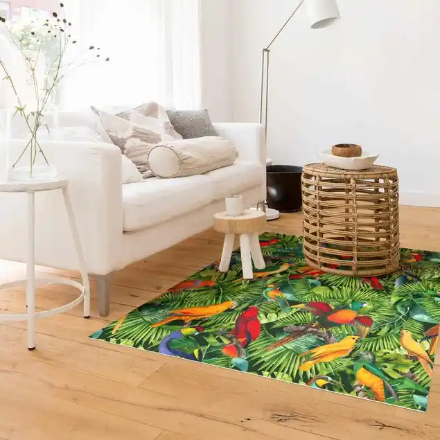Zertifiziert Bunte Collage - Papageien im Dschungel