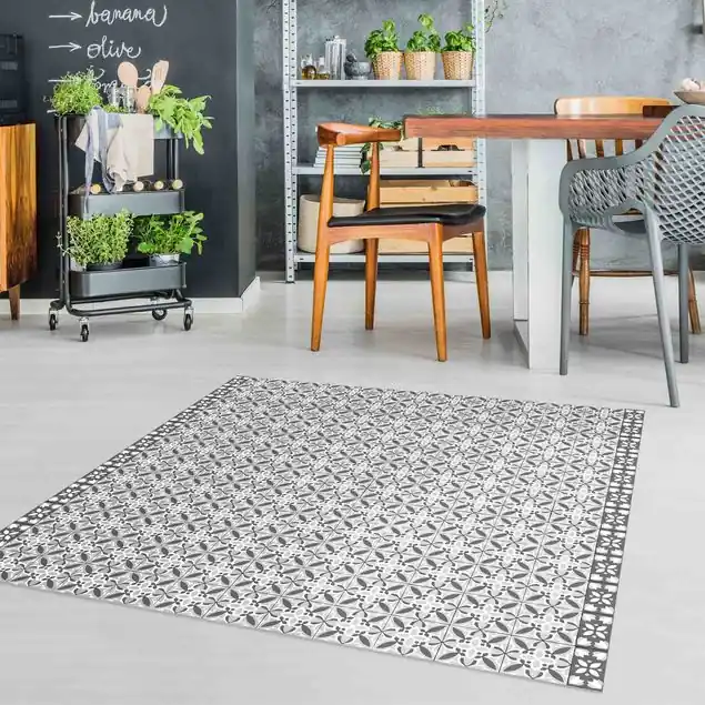 Geometrischer Fliesenmix Blüte Grau Bestpreis