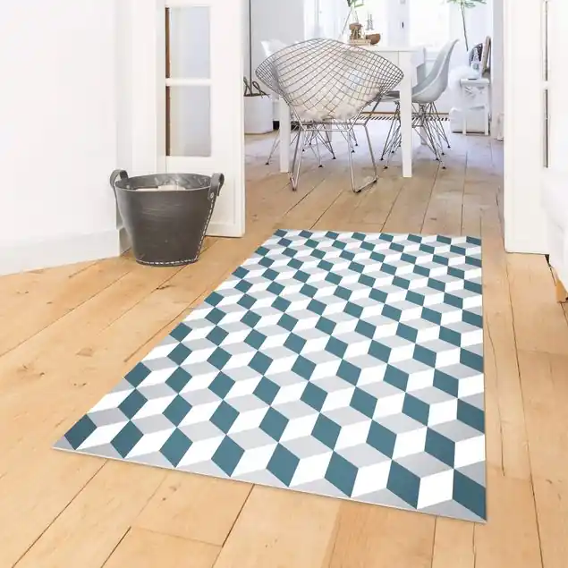 Kostenloser Rückversand Geometrischer Fliesenmix Würfel Blaugrau