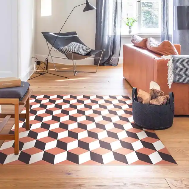 Kostenfreie Lieferung Geometrischer Fliesenmix Würfel Orange